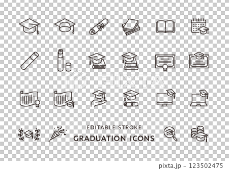 畢業圖標集(單色) 畢業圖標集(單色) 123502475