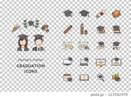 Graduation icon set (color) Graduation icon set (color) 123502476