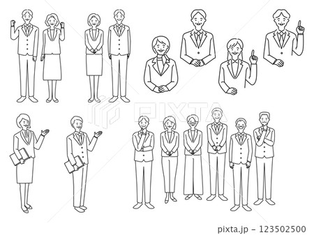 スーツ姿のシニアのイラストセット 123502500