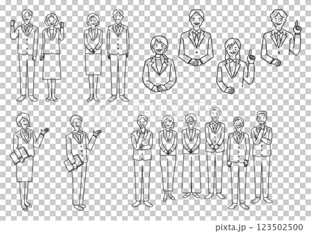 スーツ姿のシニアのイラストセット 123502500