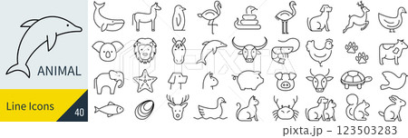 動物に関する線画アイコンセット 動物に関する線画アイコンセット 123503283
