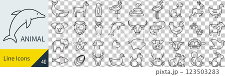 動物に関する線画アイコンセット 動物に関する線画アイコンセット 123503283