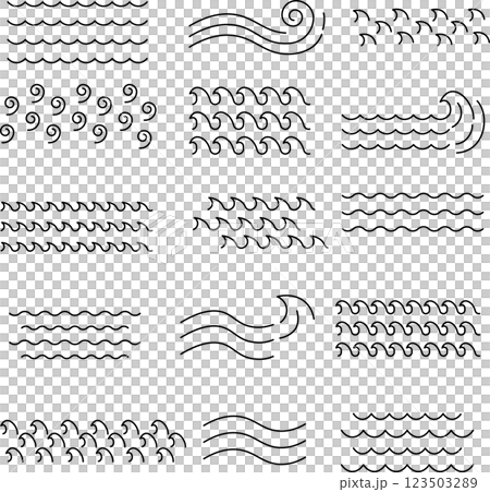 Wave line drawing illustration set Wave line drawing illustration set 123503289