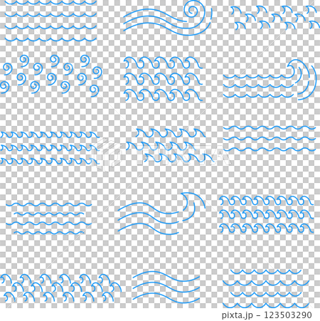Wave line drawing illustration set (color) Wave line drawing illustration set (color) 123503290