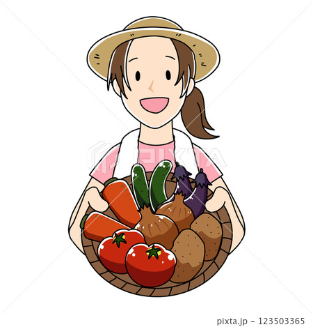 優しいタッチの野菜を持った女性 123503365