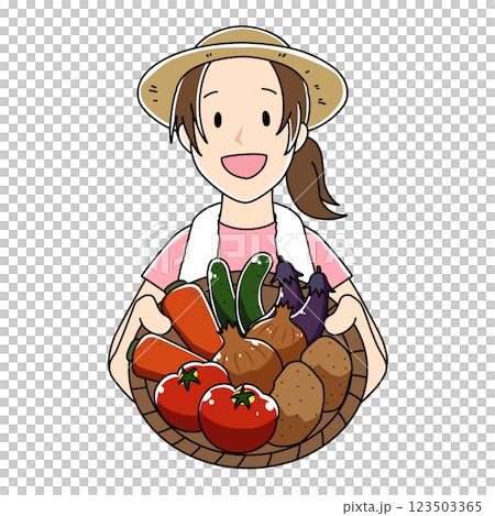 優しいタッチの野菜を持った女性 123503365