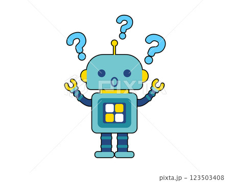 かわいいロボットのキャラクター　ハテナがいっぱい 123503408