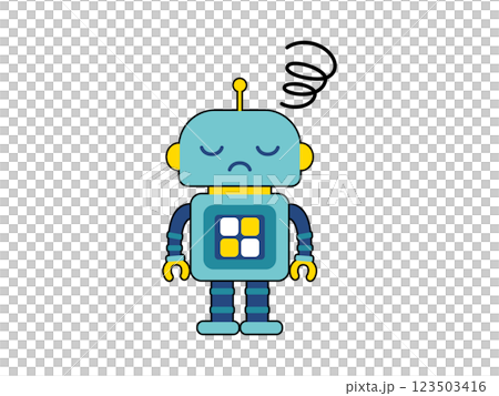 Cute robot character worried 123503416