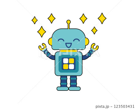かわいいロボットのキャラクター　キラキラ笑顔 123503431