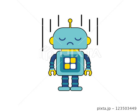 かわいいロボットのキャラクター　落ち込んでいる 123503449