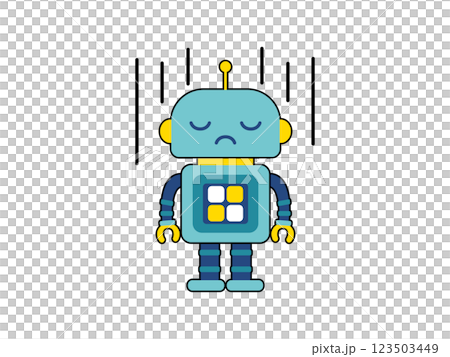 かわいいロボットのキャラクター　落ち込んでいる 123503449