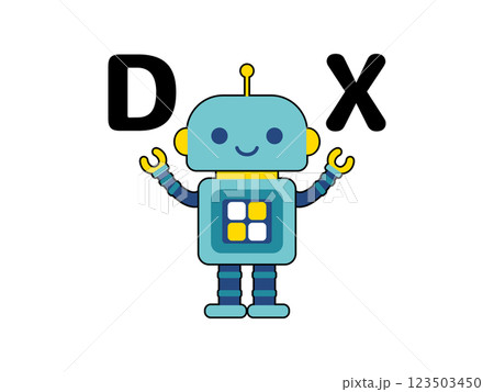 かわいいロボットのキャラクター DXの文字 かわいいロボットのキャラクター DXの文字 123503450