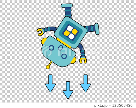 Cute robot character down arrow 123503456