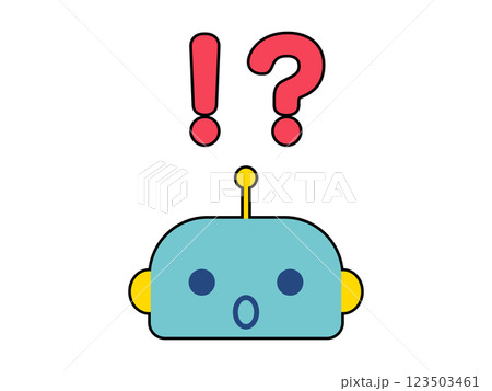 かわいいロボットのキャラクターの顔 驚き かわいいロボットのキャラクターの顔 驚き 123503461