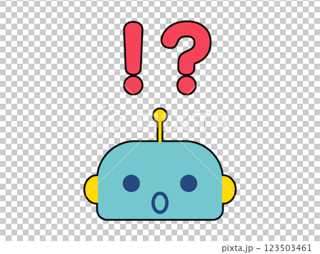 かわいいロボットのキャラクターの顔 驚き かわいいロボットのキャラクターの顔 驚き 123503461