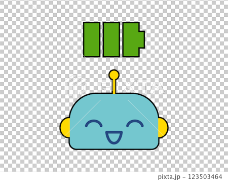 Cute robot character face fully charged Cute robot character face fully charged 123503464