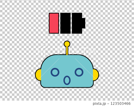 かわいいロボットのキャラクターの顔　充電してください 123503466