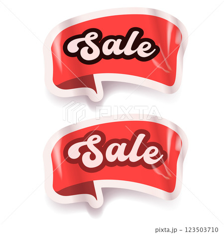 Red SALE sticker isolated on white. Price sale sticker, sale sticker, price tag, retro label, sale or discount sticker, promotional badge set, shopping label png 123503710