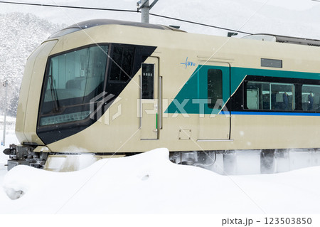 【会津線】雪原を疾走する特急リバティ会津 【会津線】雪原を疾走する特急リバティ会津 123503850