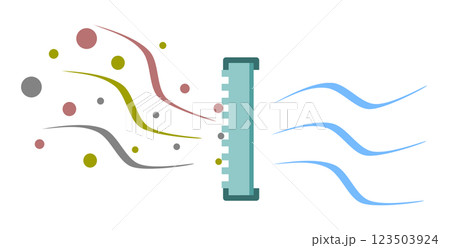 花粉やウィルスをフィルターで除去して綺麗な空気を送るイラスト 123503924