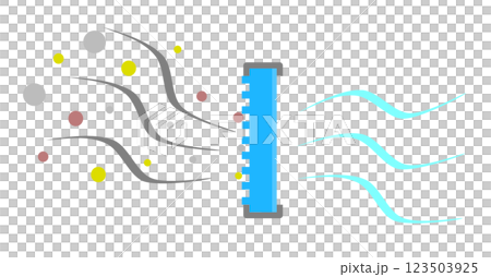Illustration of a filter that removes pollen and viruses to send clean air 123503925