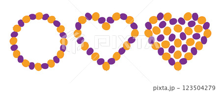 Plums and Apricots Fill and Outline heart shape and circle Copy space Template and Background Set 3 Plums and Apricots Fill and Outline heart shape and circle Copy space Template and Background Set 3 123504279