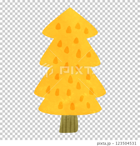 Yellow tree watercolor hand-drawn illustration 123504531