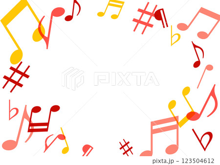 音符、音楽のフレームイラスト 赤 音符、音楽のフレームイラスト 赤 123504612