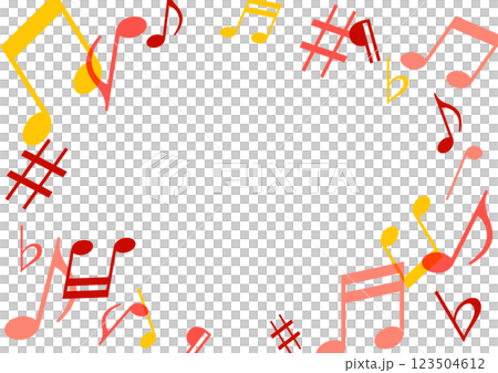 音符、音楽のフレームイラスト 赤 音符、音楽のフレームイラスト 赤 123504612