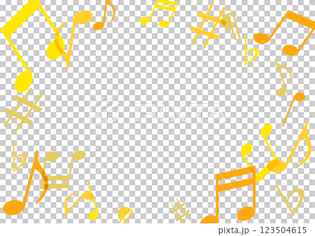 音符、音楽のフレームイラスト　黄色 123504615