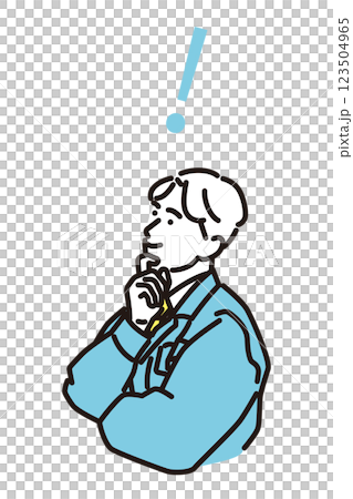 シンプル イラスト よいアイディアを思いついた作業服の男性 シンプル イラスト よいアイディアを思いついた作業服の男性 123504965