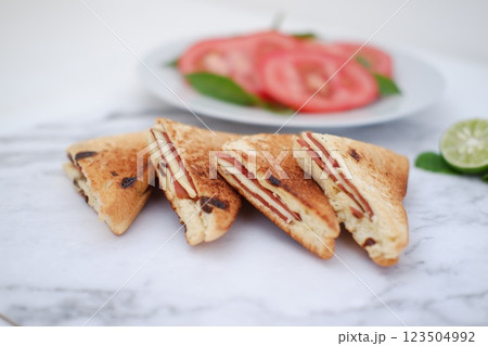 french toast with tomatoes french toast with tomatoes 123504992