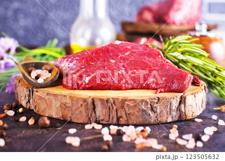 raw meat with spice and fresh herbs raw meat with spice and fresh herbs 123505632
