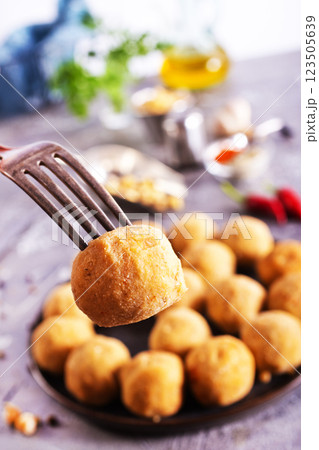 Fried falafel chicken balls with spice 123505639