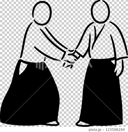 Aikido morote-dori grab attack minimal drawing Aikido morote-dori grab attack minimal drawing 123506284