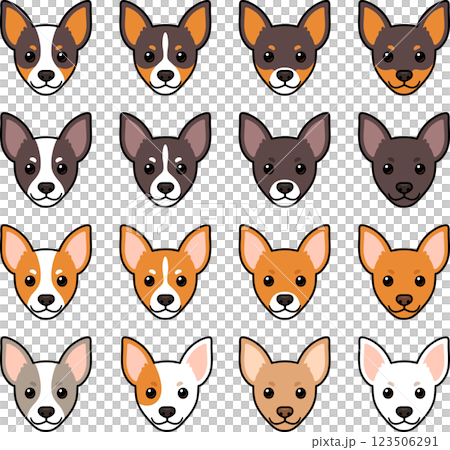 Cute cartoon Terrier dog face color markings Cute cartoon Terrier dog face color markings 123506291