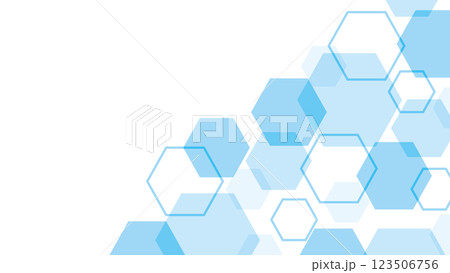 六角形　水色　背景　フレーム　ベクター　角 123506756