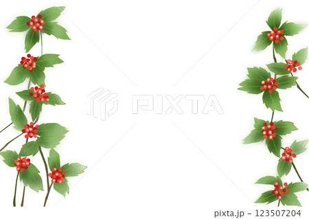 千両（センリョウ）の実と葉のカード1 123507204