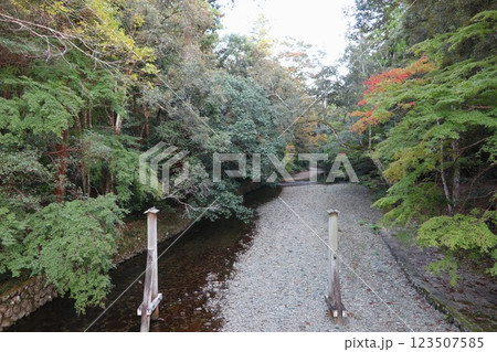 お伊勢参り、伊勢神宮内宮の五十鈴川 お伊勢参り、伊勢神宮内宮の五十鈴川 123507585