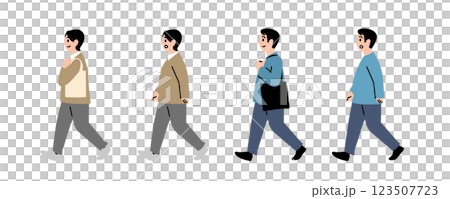 肥胖男女行走場景插圖集 肥胖男女行走場景插圖集 123507723