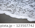 波のアワアワと砂浜 123507742