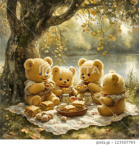 Teddy Bears Having a Picnic 123507765