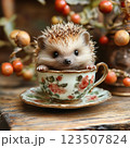 Tiny Hedgehog in a Cup of Tea 123507824