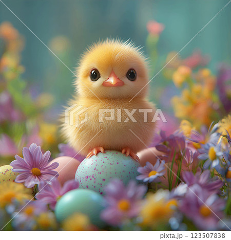 Fuzzy Baby Chick in an Easter Egg 123507838