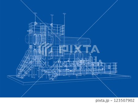 Petroleum heater exchanger. Vector rendering of 3d Petroleum heater exchanger. Vector rendering of 3d 123507902