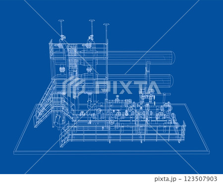 Petroleum heater exchanger. Vector rendering of 3d Petroleum heater exchanger. Vector rendering of 3d 123507903