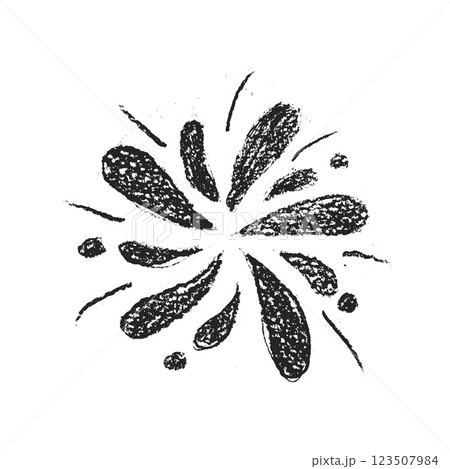 Firework crayon drawing isolated on white background. firecracker in pencil doodle style. Black conceptual sketch childish vector hand drawn illustration 123507984