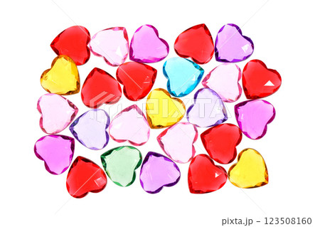 Transparent glass hearts isolated on white background Transparent glass hearts isolated on white background 123508160