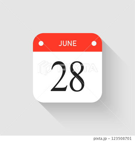 Vector icon page day calendar - 28 June month 123508701