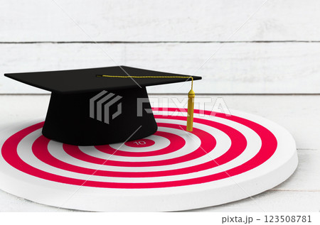 Graduation Cap on Target Symbolizing Education Goals and Academic Success Graduation Cap on Target Symbolizing Education Goals and Academic Success 123508781